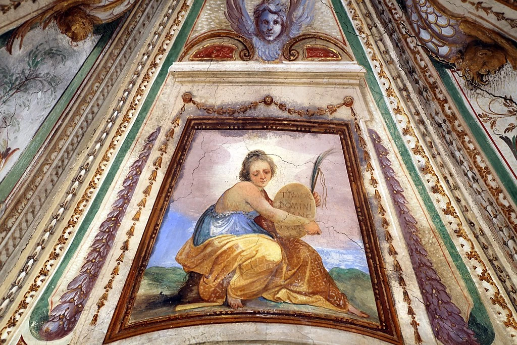 Giovanni Mannozzi - Cappella Brancadoro, Majnoni, Guicciardini, 1621, volta con le virtù, timor di Dio, Villa Guicciardini, Majnoni (Vico d'Elsa)